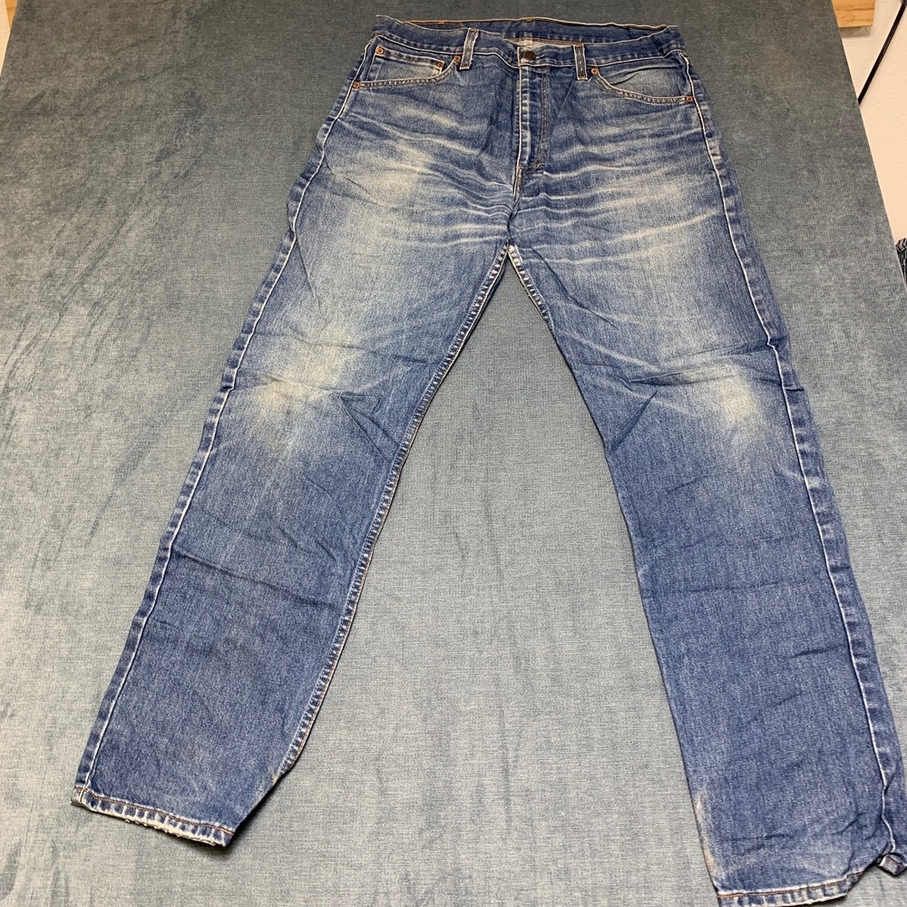 Levi's 521 Jeans Men 38x34 Blue Denim Straight Leg Medium Wash 5 Pockets Zip Fly